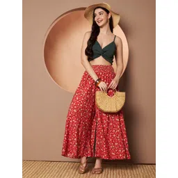 OTABU Women Floral Printed Flared Palazzos image 3