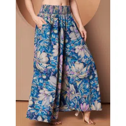 OTABU Women Floral Printed Relaxed Flared Wrinkle Free Trousers-picture-31
