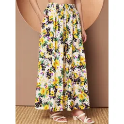 OTABU Women Floral Printed Relaxed Flared Wrinkle Free Trousers-picture-28