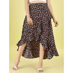 OTABU Women Floral Printed Ruffle A-Line Midi Skirts-picture-40