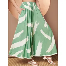 OTABU Women Printed Relaxed Flared Wrinkle Free Trousers-picture-22