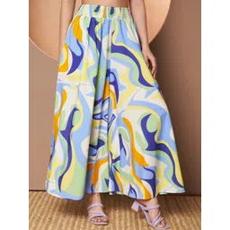 OTABU Women Printed Relaxed Flared Wrinkle Free Trousers-picture-37