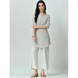 OTIRA Striped Shirt Collar Kurta With Palazzos-picture-38