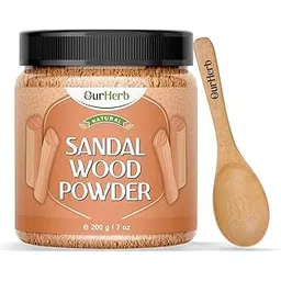 OurHerb Organic Sandalwood Powder Face Pack for Glowing Skin & Tan Removal - Pure, Natural Effective Facial Treatment with Santalum Album Chandan Powder, Includes Wooden Spoon - 200g-picture-30