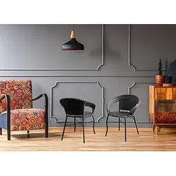 Outdoor Chair Set of 2 Patio Furniture for Balcony Rattan Wicker Chairs for Garden, Terrace, and Lounge Seating with Weather-Resistant (Black)-picture-31