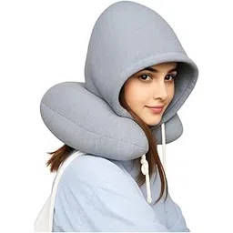 outdro Particle-Filled Ergonomic U-Shaped Neck Support Cushion with Built-in Hood for Plane, Car & Bus Travel-picture-20
