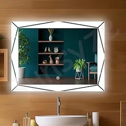 Outer Glow LED Mirror 24x30 inch for Bathroom | Rectangular Mirror with Light (Warm, White & Natural) Lighting Option-picture-10