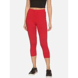 Outflits Women Red Solid Skinny-Fit Capris Length Leggings-picture-39