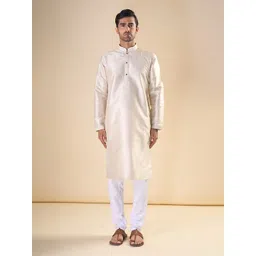 OUTLUK Men Regular Pure Silk Kurta with Pyjamas-image-25