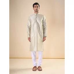 OUTLUK Men Regular Pure Silk Kurta with Pyjamas-image-26