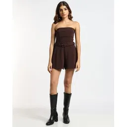 outryt by azorte Regular Fit Round Cotton Short Jumpsuit-picture-13