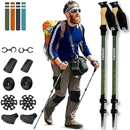 Outsura Aluminium 7075 Trekking Poles (Pair of 2) - Telescopic, Ultralight Hiking & Walking Sticks with Cork Handle, Quick Lock, and Accessories Kit (Green)-picture-31