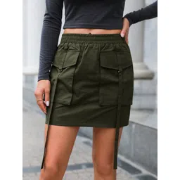 Outzidr Cargo Pocketed A-Line Mini Skirt-picture-18