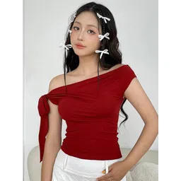 Outzidr One Shoulder Tie Up Strap Top-picture-27