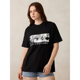 Outzidr Printed Round Neck Cotton Oversized T-shirt-picture-22