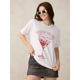 Outzidr Printed Round Neck Cotton Oversized T-shirt-picture-21