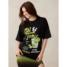 Outzidr Printed Round Neck Cotton Oversized T-shirt-image-43