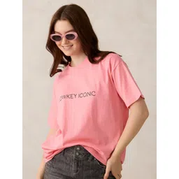 Outzidr Printed Round Neck Cotton Oversized T-shirt-picture-23