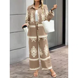 Outzidr Printed Shirt Collar Shirt With Trousers Co-Ords-picture-22