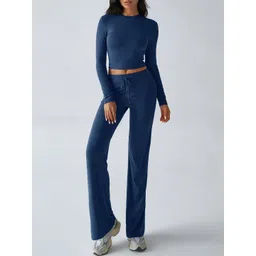 Outzidr Round Neck Long Sleeves Fitted Top With Trouser-image-23