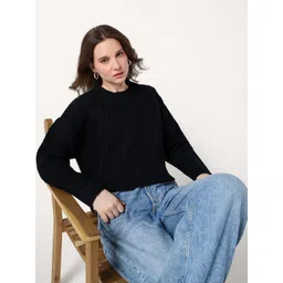 Outzidr Women Cable Knit Crop Pullover-picture-19