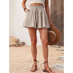 Outzidr Women Cotton Loose Fit Above Knee Flared Shorts-picture-21