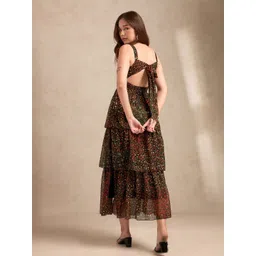 Outzidr Women Floral Printed Fit and Flare Midi Dress-picture-33