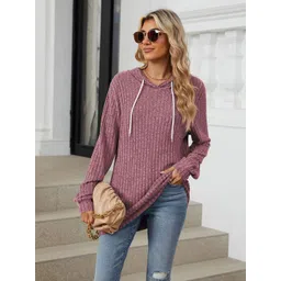 Outzidr Women Self Design Hooded Long Sleeves Sweatshirt-picture-32