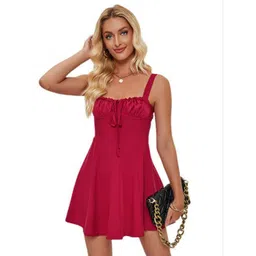 Outzidr Women Shoulder Straps Fit & Flare Dress-picture-19