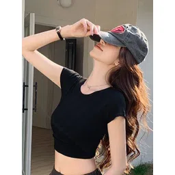 Outzidr Women Solid Round Neck T-shirt-picture-16