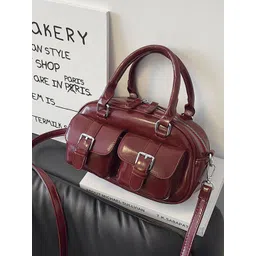 Outzidr Women Solid Structured Buckle Detail-picture-38