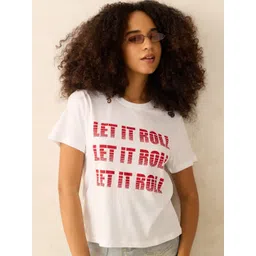 Outzidr Women Typography Printed Round Neck Cotton T-shirt-picture-31