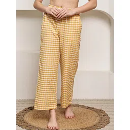 Overlock Women's Cotton Gingham Check Lounge Pants-picture-20