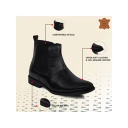 Overstar Men Black Solid High Top Leather Boots-image-7