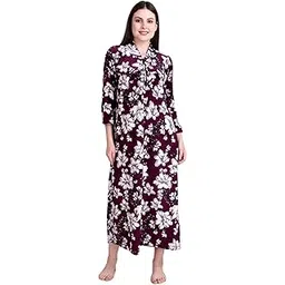 ovida Women Checked Woolen Nighty Maxi for Winters Wear-picture-18