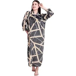 ovida Women Checked Woolen Nighty Maxi for Winters Wear-picture-19