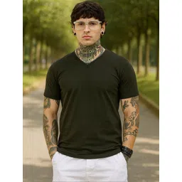 Own The Look Men V-Neck Pure Cotton T-shirt-picture-10