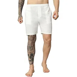 owo the label Organic Linen Mens Boxer Shorts for Men, Regular Fit Comfortable Checks Print Breathable Underwear Briefs Summer Shorts with Both Side Pocket with Zip (OTLMB30_1)-picture-13