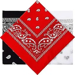 oxcarts Cotton Printed Bandanas Pattern Scarf/Rumal for Men & Women Cowboy Handkerchief - Red, Black & White (Pack of 3)-picture-49