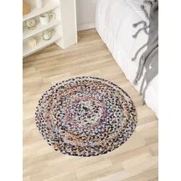 Oxolloxo Audrey Black & Purple  Woven Design Round Cotton Floor Mats-picture-11