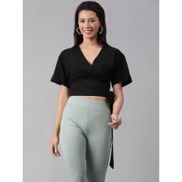 Oxolloxo Black Cotton Regular Fit Crop Top-picture-42