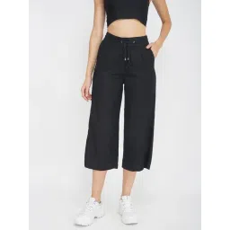 Oxolloxo Black Cotton Relaxed Fit High Rise Pants-picture-34