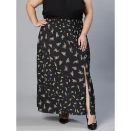 Oxolloxo Black Floral Print Skirt-picture-36