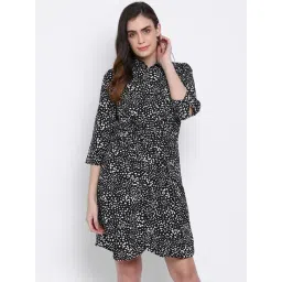 Oxolloxo Black Printed A Line Dress-picture-16