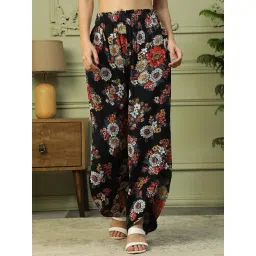 Oxolloxo Black Regular Fit Floral Pants-picture-44