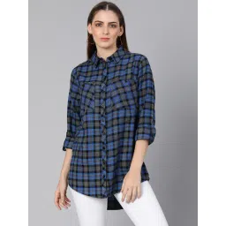 Oxolloxo Blue & Grey Cotton Checks Shirt-picture-16