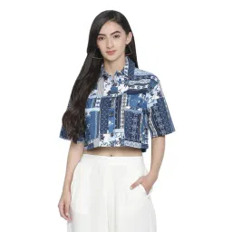 Oxolloxo Blue Cotton Printed Shirt-picture-30