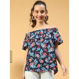 Oxolloxo Blue Regular Fit Printed Top-picture-21