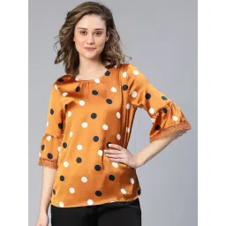 Oxolloxo Brown Satin Polka Dot Top-picture-23