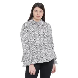 Oxolloxo Curves White & Black Floral Print Shanaya Shirt-picture-37